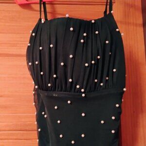 Dark Green Pearl Covered Dress